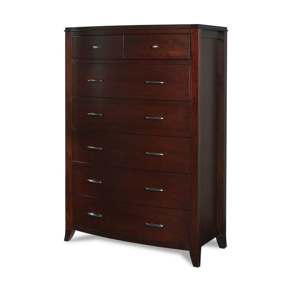 Kyle Tall Dresser Chest with 7 Drawers | Brown Cherry-Mahogany Wood