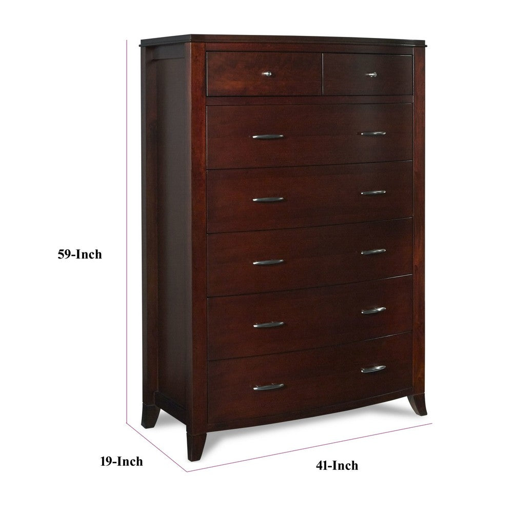 Kyle Tall Dresser Chest with 7 Drawers | Brown Cherry-Mahogany Wood