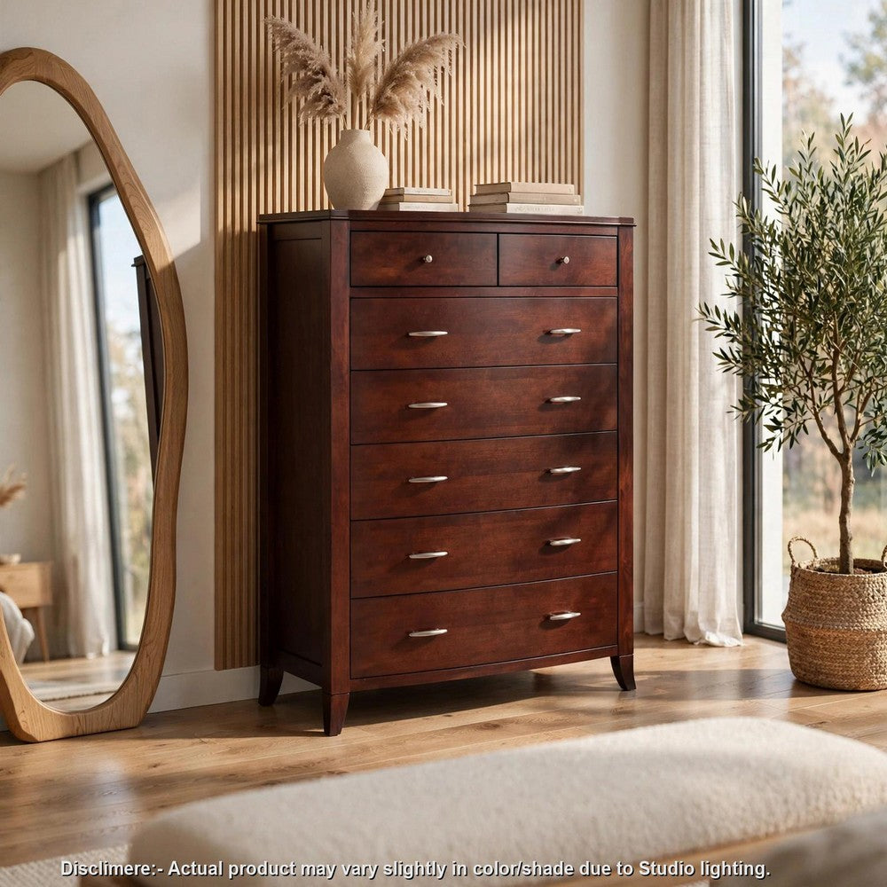 Kyle Tall Dresser Chest with 7 Drawers | Brown Cherry-Mahogany Wood