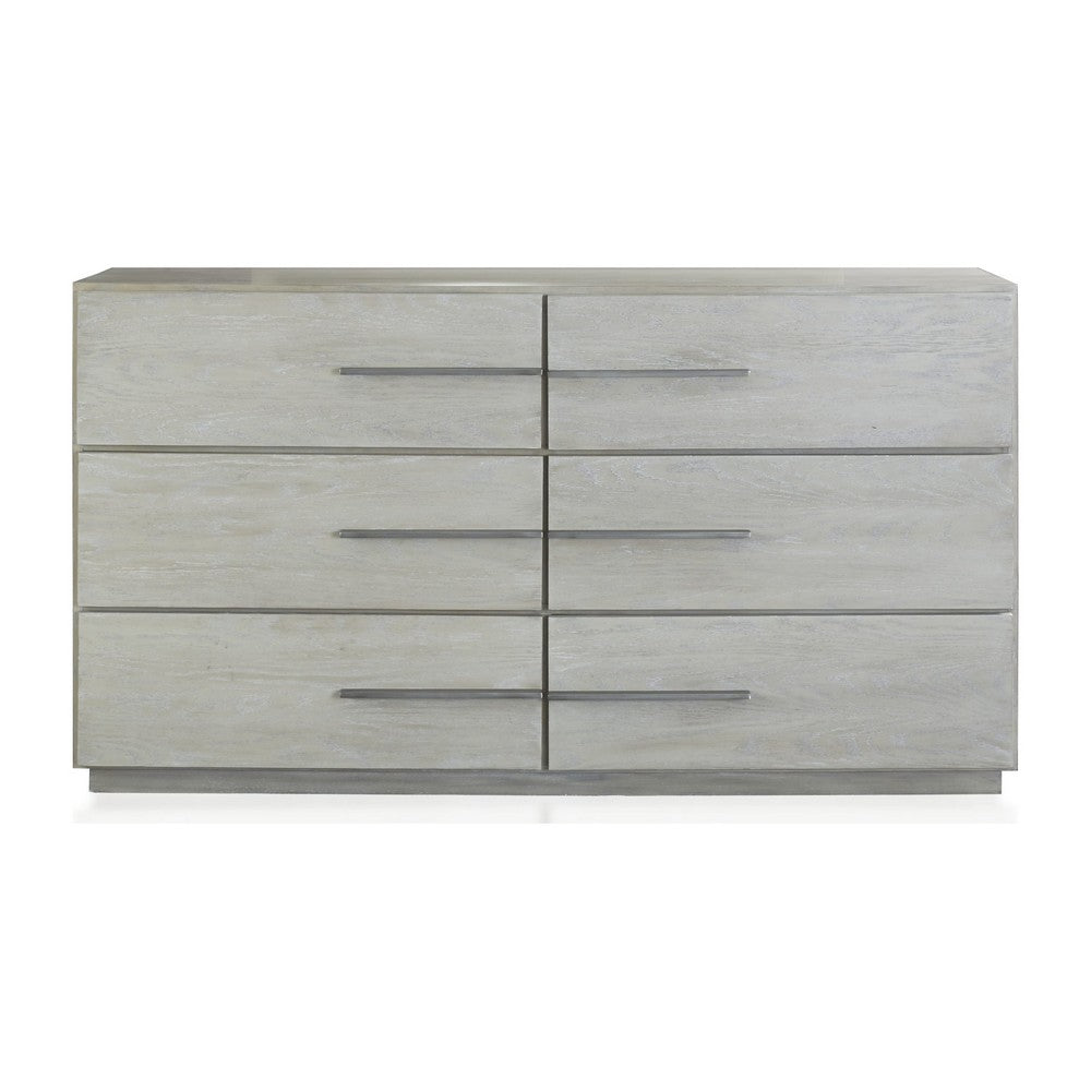 Glimps Wide Dresser with 6 Drawers | Plinth Base | Gray Wood