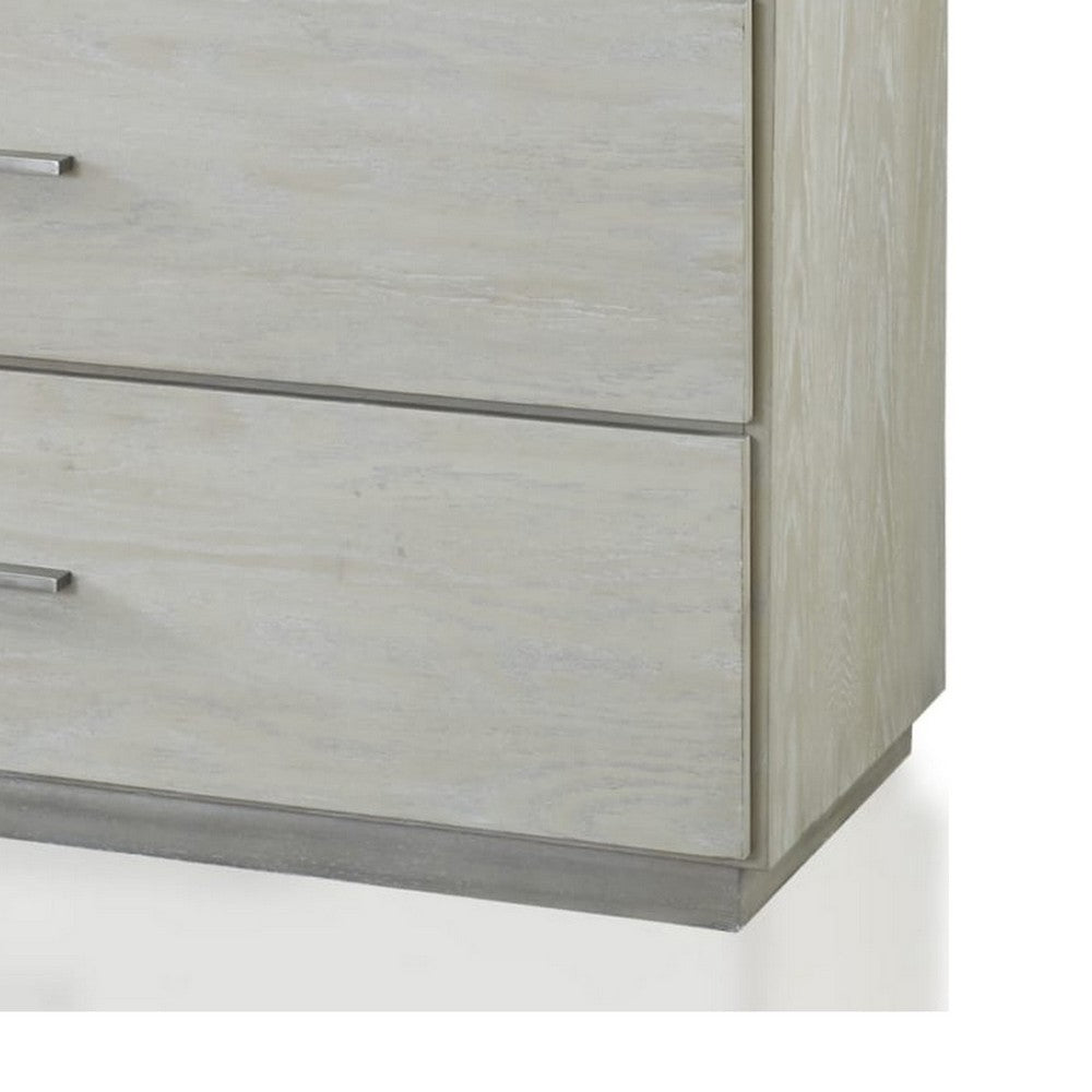 Glimps Wide Dresser with 6 Drawers | Plinth Base | Gray Wood