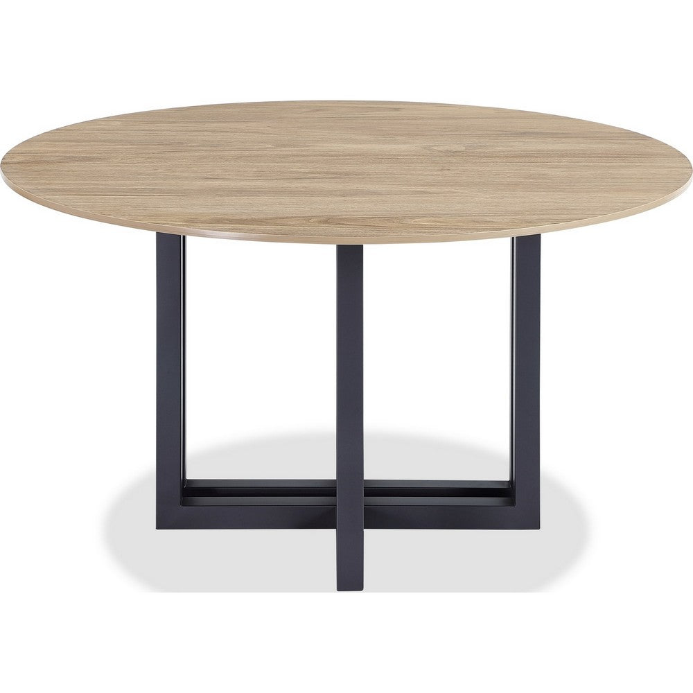 Cleo Dining Table | Round Brown Sintered Stone | Gray Steel Base 54"