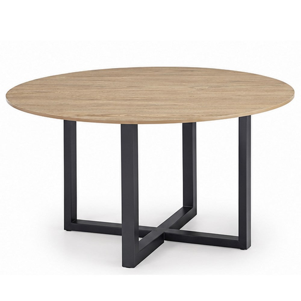 Cleo Dining Table | Round Brown Sintered Stone | Gray Steel Base 54"