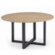 Cleo Dining Table | Round Brown Sintered Stone | Gray Steel Base 54"