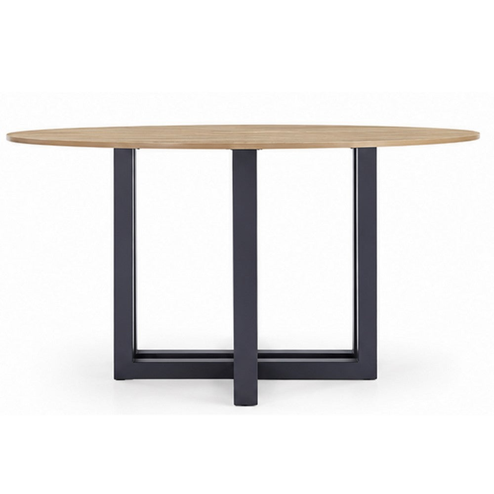 Cleo Dining Table | Round Brown Sintered Stone | Gray Steel Base 54"