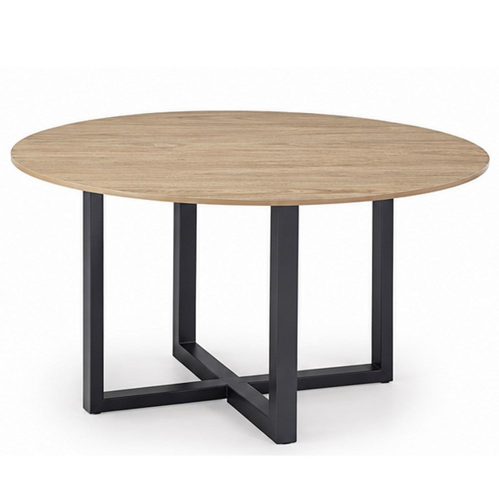 Cleo Dining Table | Round Brown Sintered Stone | Gray Steel Base 54"