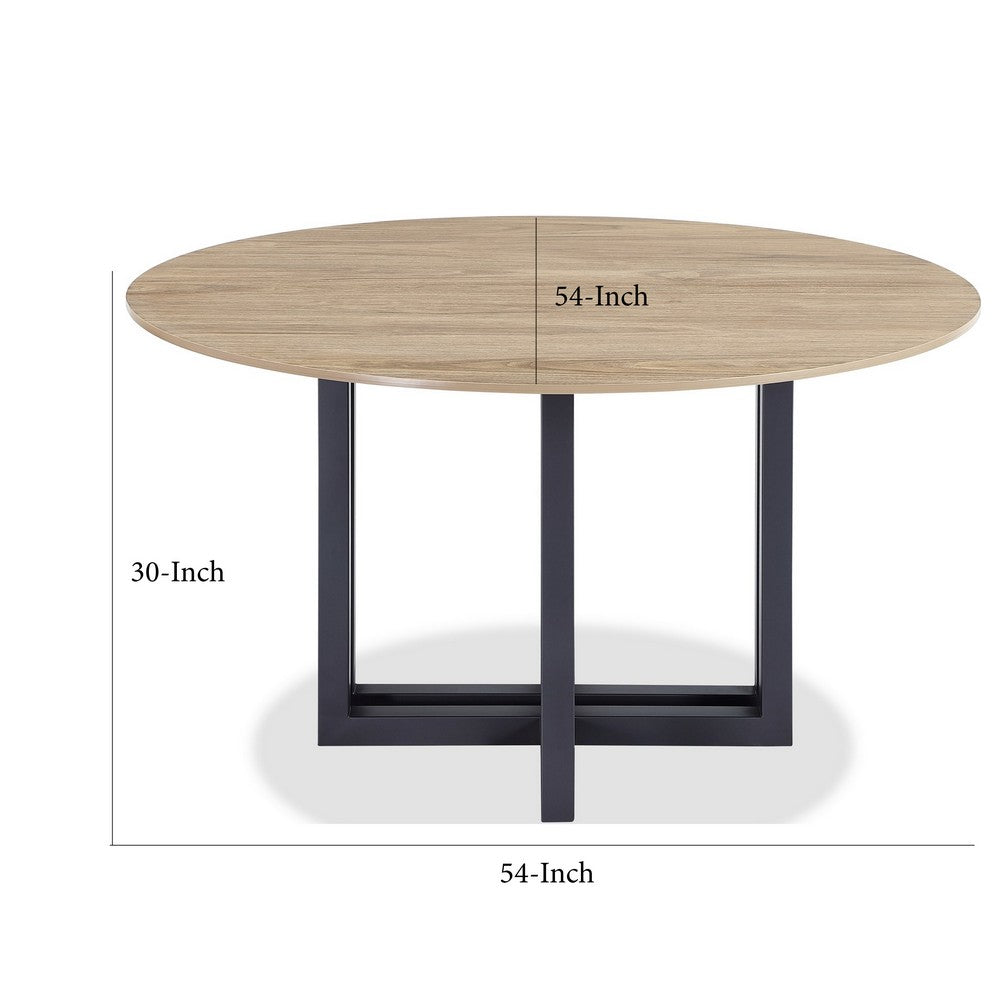 Cleo Dining Table | Round Brown Sintered Stone | Gray Steel Base 54"