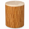 Bruce End Table | Round Onyx Stone Top | Solid Teak Wood Tile Base 22"