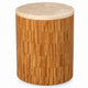 Bruce End Table | Round Onyx Stone Top | Solid Teak Wood Tile Base 22"
