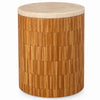 Bruce End Table | Round Onyx Stone Top | Solid Teak Wood Tile Base 22"