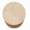 Bruce End Table | Round Onyx Stone Top | Solid Teak Wood Tile Base 22"