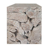 Bruce Square Sliced End Table in Bleached Finish | Solid Teak Wood 22"