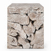 Bruce Square Sliced End Table in Bleached Finish | Solid Teak Wood 22"