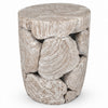 Bruce Round Sliced End Table in Bleached Finish | Solid Teak Wood 22"