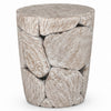 Bruce Round Sliced End Table in Bleached Finish | Solid Teak Wood 22"