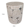 Bruce Round Sliced End Table in Bleached Finish | Solid Teak Wood 22"
