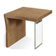 Bruce Rectangular Live-Edge End Table with Glass Leg | Brown Wood 24"