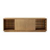 Bruce TV St& Media Cabinet | Glass Shelves & Storage | Bisque Wood 84"