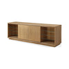 Bruce TV St& Media Cabinet | Glass Shelves & Storage | Bisque Wood 84"