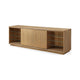 Bruce TV St& Media Cabinet | Glass Shelves & Storage | Bisque Wood 84"
