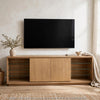Bruce TV St& Media Cabinet | Glass Shelves & Storage | Bisque Wood 84"