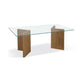 Bruce Dining Table | Rectangular Glass Top | Sculpted V-Base | Brown Wood 80"