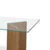 Bruce Dining Table | Rectangular Glass Top | Sculpted V-Base | Brown Wood 80"