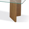 Bruce Dining Table | Rectangular Glass Top | Sculpted V-Base | Brown Wood 80"