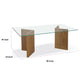 Bruce Dining Table | Rectangular Glass Top | Sculpted V-Base | Brown Wood 80"