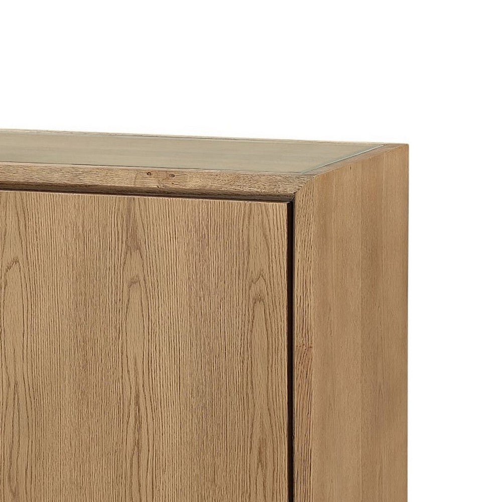 Bruce Sideboard | Adjustable Shelves | Stainless Steel | Brown Wood 70"