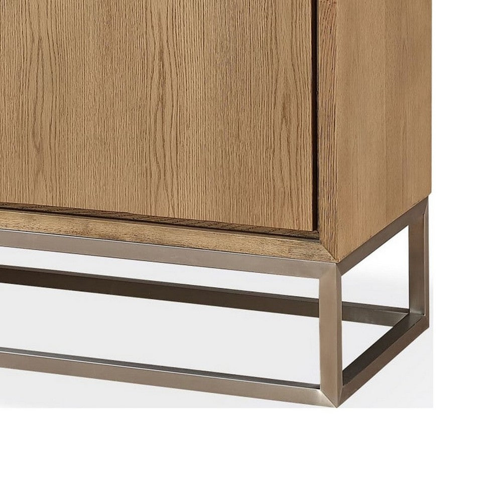 Bruce Sideboard | Adjustable Shelves | Stainless Steel | Brown Wood 70"