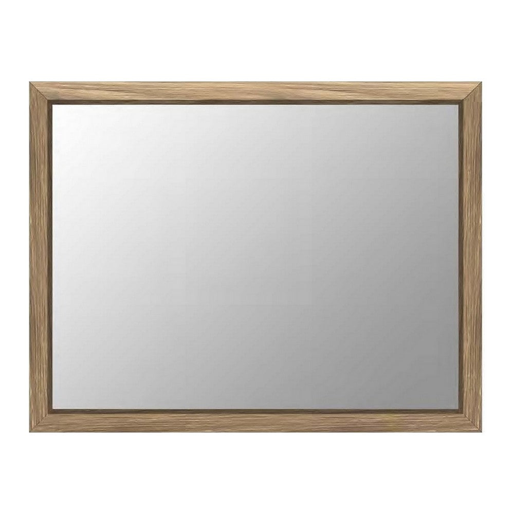 Bruce Coastal Modern Wall-Dresser Mirror with Glass | Bisque Rubberwood 38x40