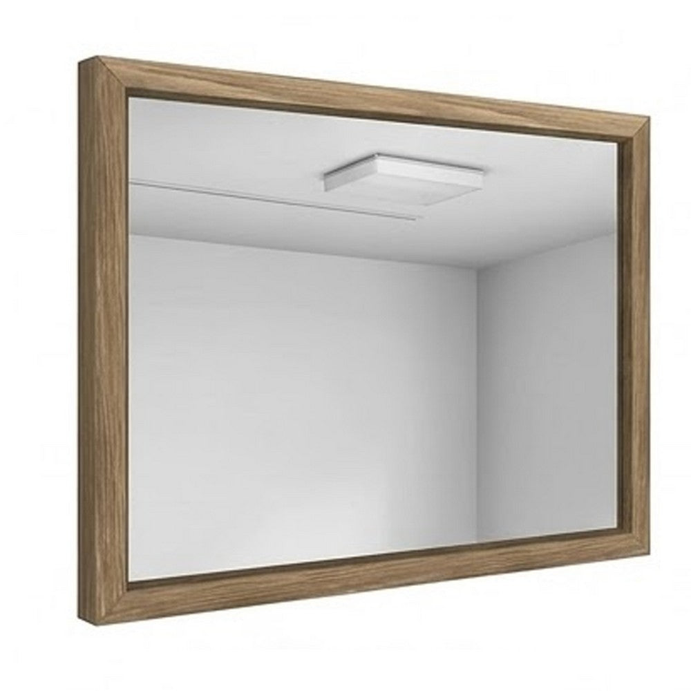 Bruce Coastal Modern Wall-Dresser Mirror with Glass | Bisque Rubberwood 38x40