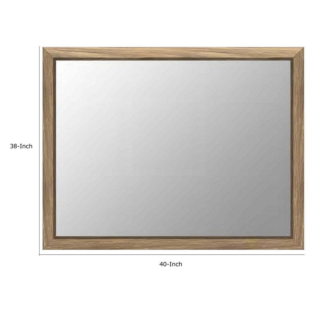 Bruce Coastal Modern Wall-Dresser Mirror with Glass | Bisque Rubberwood 38x40