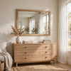Bruce Coastal Modern Wall-Dresser Mirror with Glass | Bisque Rubberwood 38x40