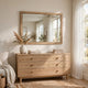 Bruce Coastal Modern Wall-Dresser Mirror with Glass | Bisque Rubberwood 38x40
