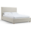 Azin Queen Upholstered Platform Bed | Turned Legs | Ivory Twill Fabric