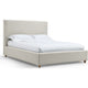 Azin Queen Upholstered Platform Bed | Turned Legs | Ivory Twill Fabric