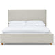 Azin Queen Upholstered Platform Bed | Turned Legs | Ivory Twill Fabric