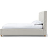 Azin Queen Upholstered Platform Bed | Turned Legs | Ivory Twill Fabric