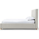 Azin Queen Upholstered Platform Bed | Turned Legs | Ivory Twill Fabric