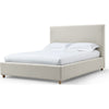 Azin Queen Upholstered Platform Bed | Turned Legs | Ivory Twill Fabric