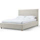 Azin Queen Upholstered Platform Bed | Turned Legs | Ivory Twill Fabric