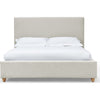 Azin King Upholstered Platform Bed | Turned Legs | Ivory Twill Fabric