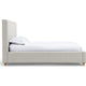 Azin King Upholstered Platform Bed | Turned Legs | Ivory Twill Fabric