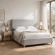 Azin Queen Upholstered Platform Bed | Turned Legs | Gray Twill Fabric