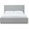 Azin King Upholstered Platform Bed | Turned Legs | Gray Twill Fabric