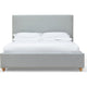Azin King Upholstered Platform Bed | Turned Legs | Gray Twill Fabric