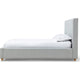 Azin King Upholstered Platform Bed | Turned Legs | Gray Twill Fabric