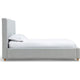 Azin King Upholstered Platform Bed | Turned Legs | Gray Twill Fabric